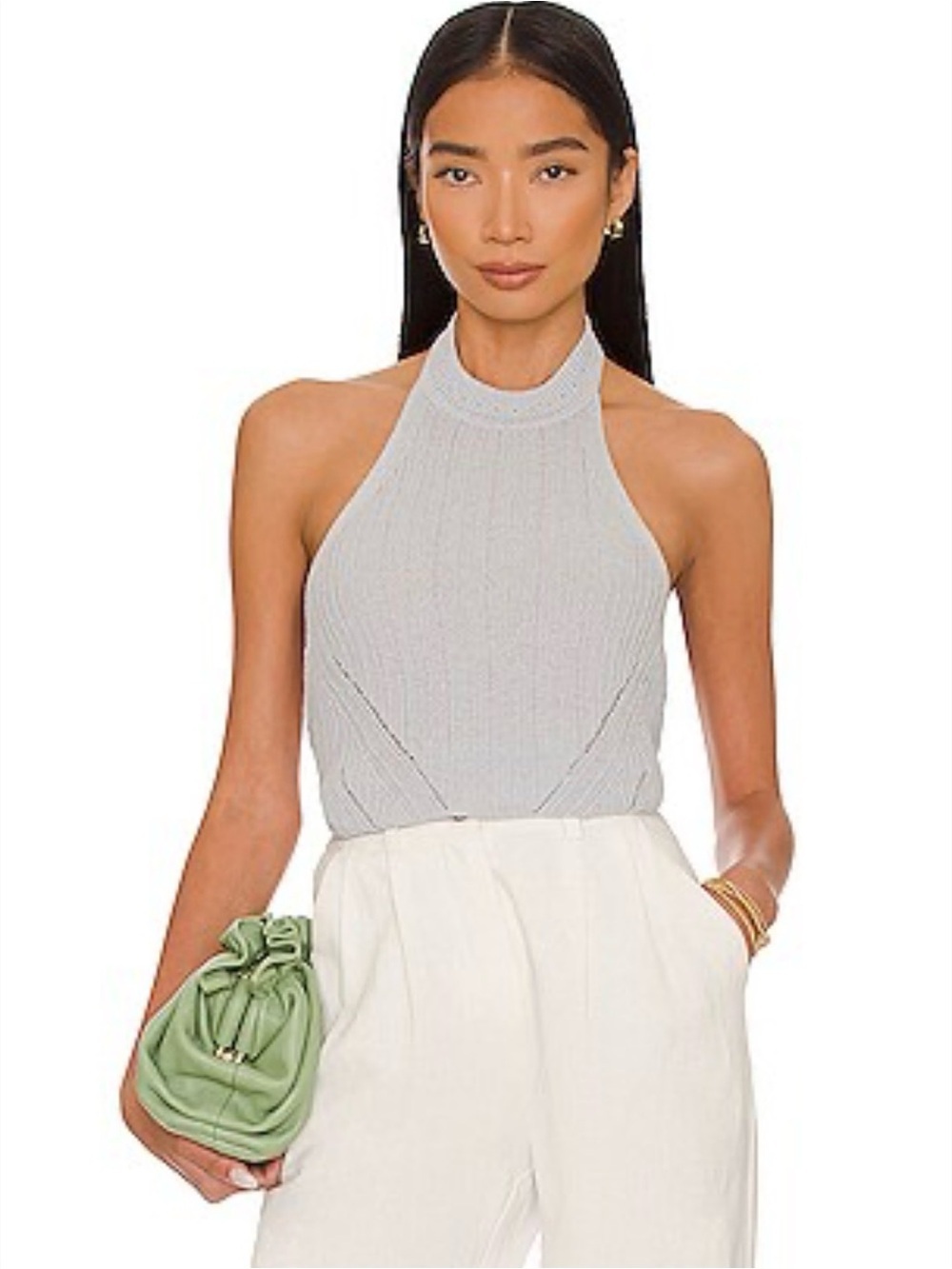 L'Academie Thalia Knit Top in Steel Grey | Revolve S